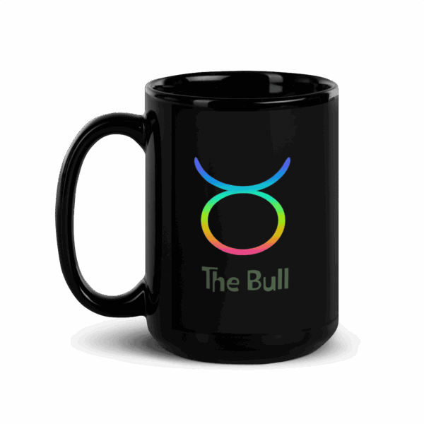 Taurus Strength Black Glossy Mug - Image 2