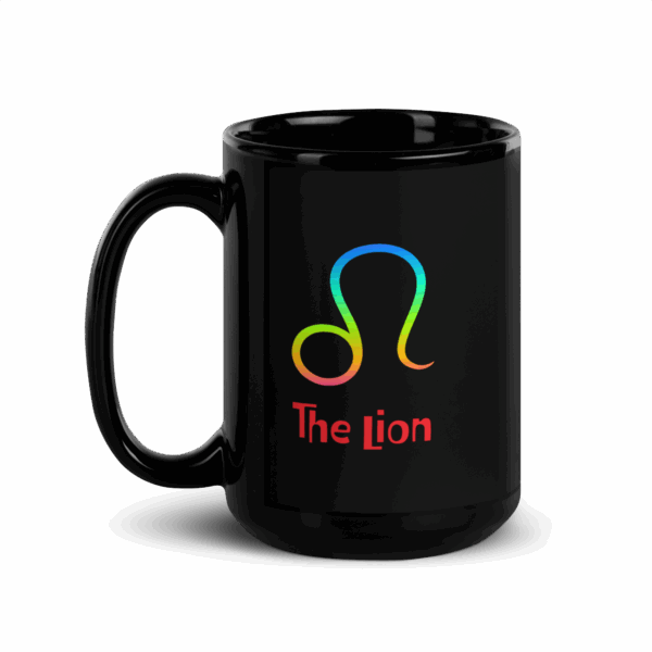 Leo Bravery Black Glossy Mug - Image 2