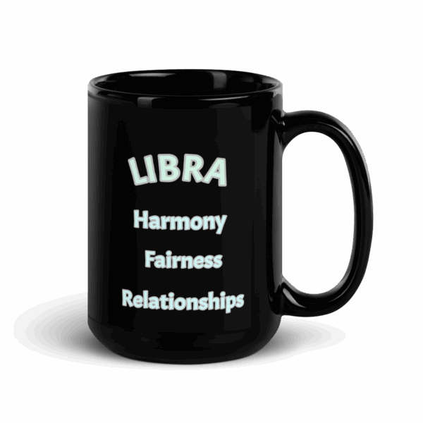 Libra Harmony Black Glossy Mug - Image 2