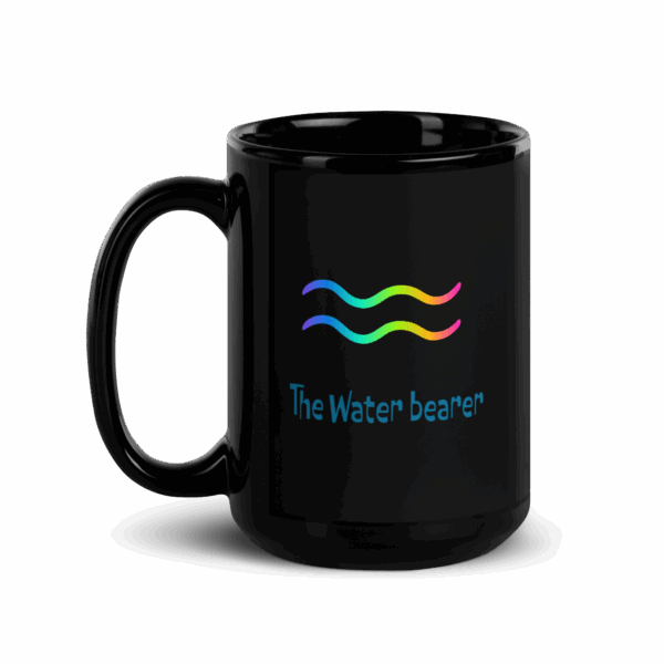 Aquarius The Water Bearer Black Glossy Mug - Image 3