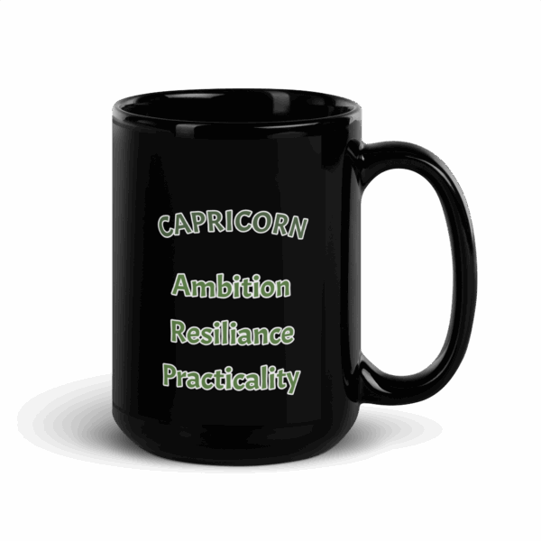Capricorn Ambition Black Glossy Mug - Image 3