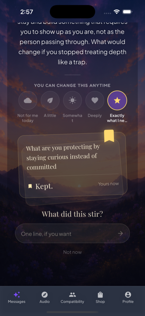 A kept message and the reflection prompt