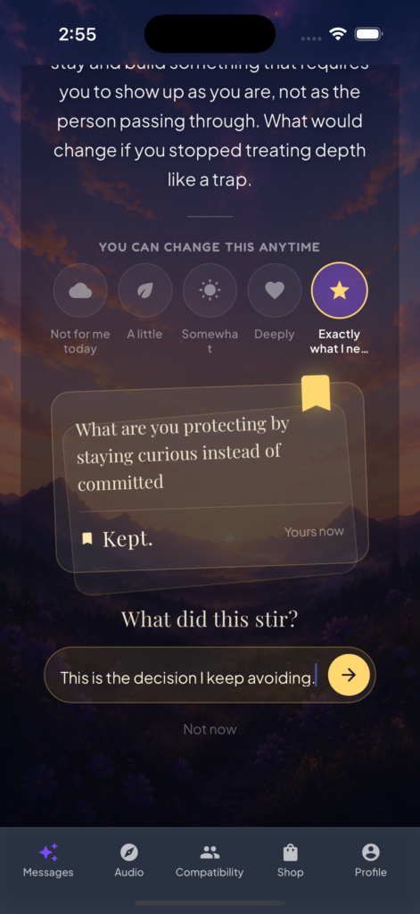 Writing one line back to a message — the reflection input in use