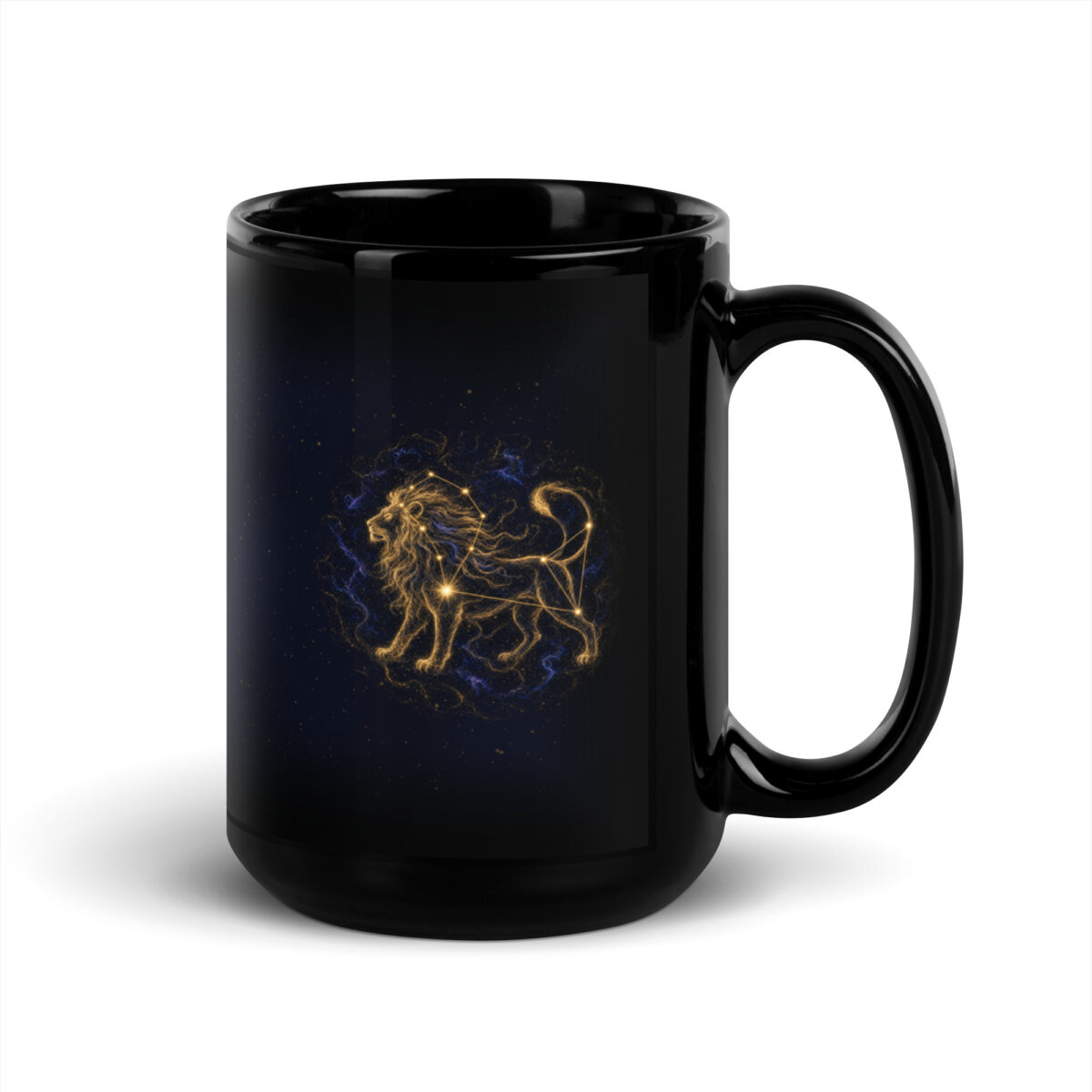 Leo Black Glossy Mug (15 oz) — Celestial