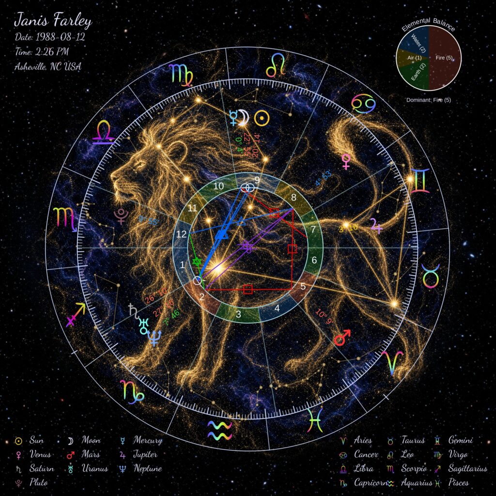 Celestial Spiral Galaxy Personalized Birth Chart Metal Wall Art — 12×12