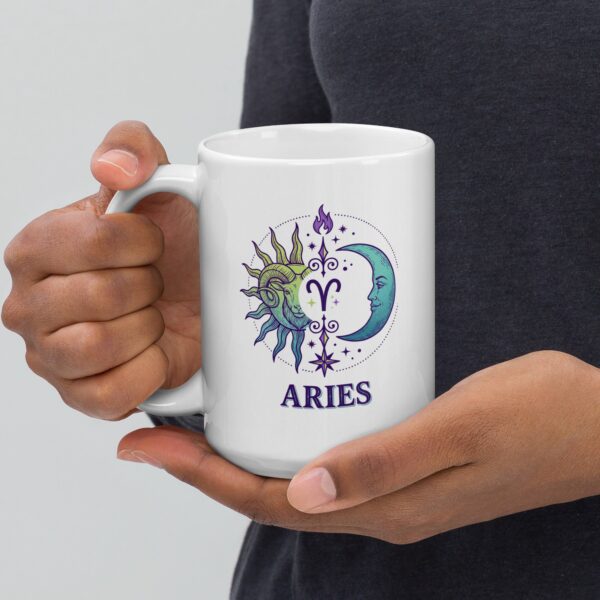 Personalized Aries mug, day and night aries mug v01 handle on left