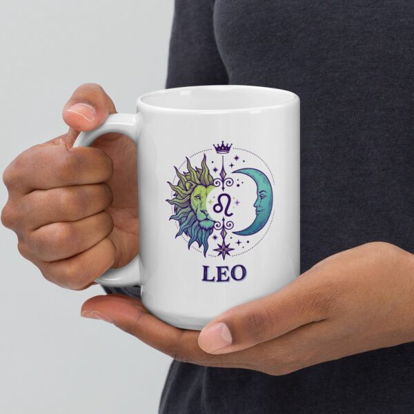 Personalized Leo mug, day and night leo mug v04 handle on left