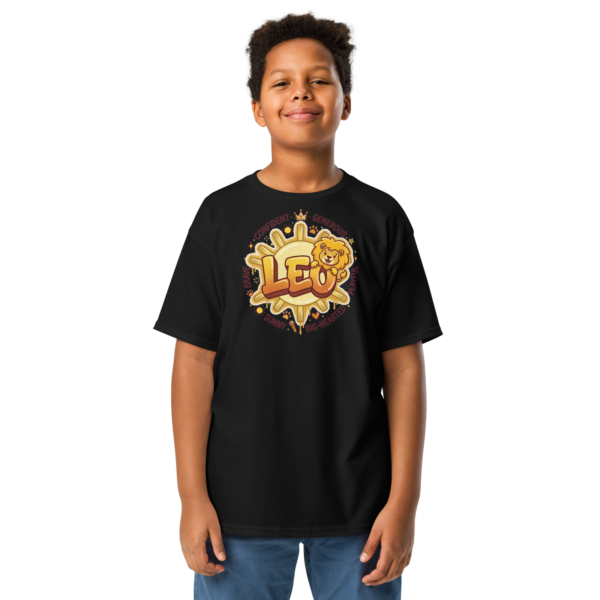 Leo Aries: Street Sign × Scorpio: Street Sign Tail Badge Youth Classic Tee (Gildan 5000B), Black, Azalea, White, Sport Grey, front