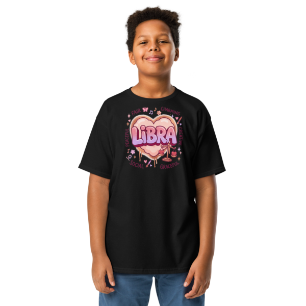 Libra Aries: Street Sign × Scorpio: Street Sign Tail Badge Youth Classic Tee (Gildan 5000B), Black, White, Sport Grey, front