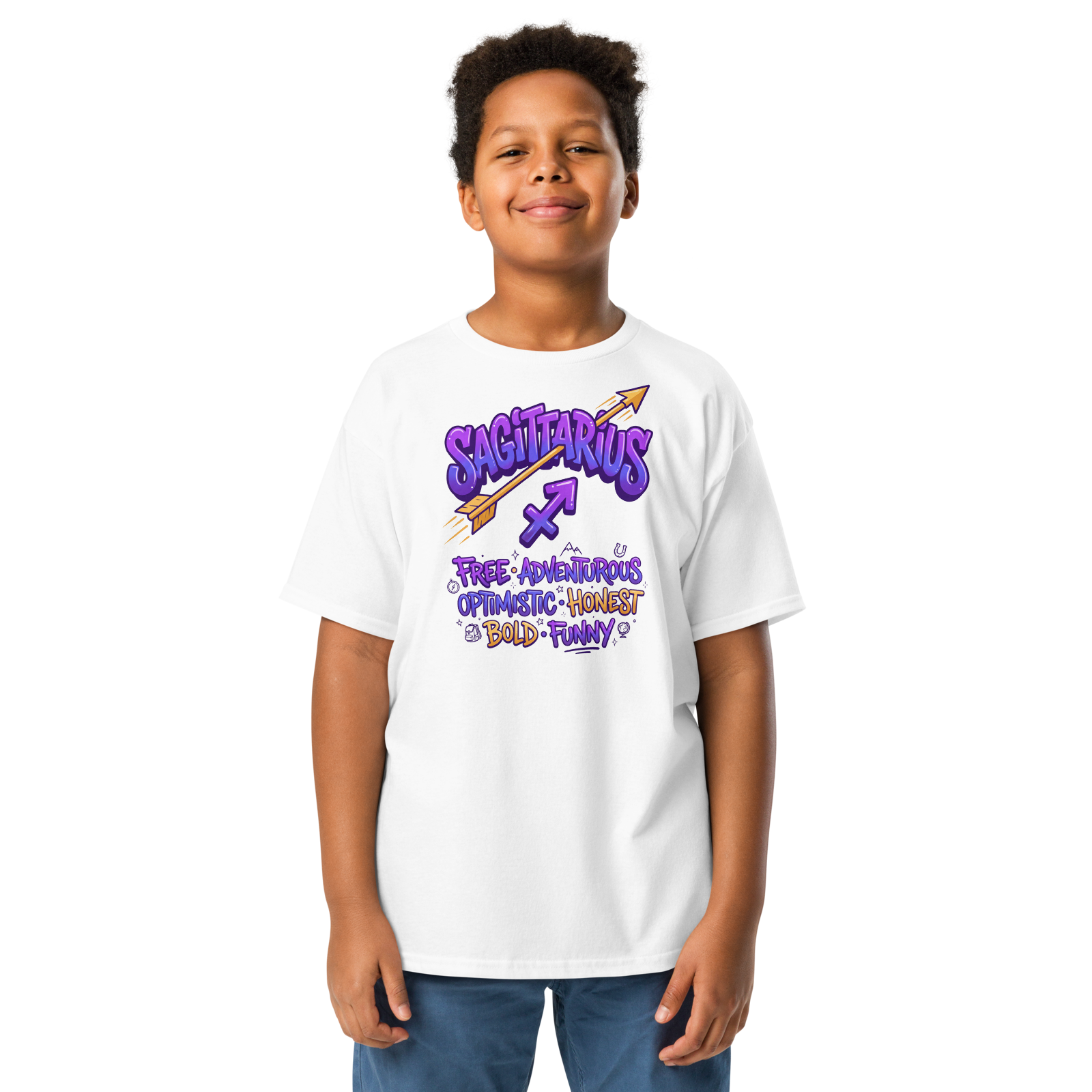 sagittarius-street-sign-stack-youth-tee-white-sport-grey-light-blue-2026-10-27-01-d93667.png Sagittarius Street Sign Stack Youth Classic Tee (Gildan 5000B), White, Sport Grey, Light Blue, front