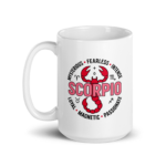Scorpio Rose & Red Scorpion Badge Mug White Glossy Mug 15 oz, White, handle on left