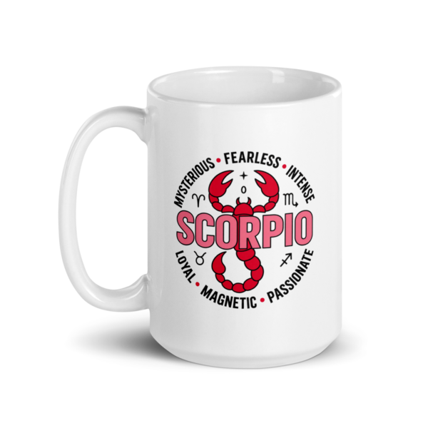 Scorpio Rose & Red Scorpion Badge Mug White Glossy Mug 15 oz, White, handle on left