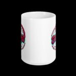 Scorpio Street Sign Tail Badge mug, white 15 oz, front view showing the same artwork printed on both sides of the mug