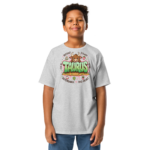 Taurus Street Sign Youth Classic Tee (Gildan 5000B), White, Sport Grey, Natural, front