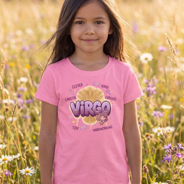 Virgo Aries: Street Sign × Scorpio: Street Sign Tail Badge Youth Classic Tee (Gildan 5000B), White, Light Blue, Sport Grey in use: A sunny wildflower meadow with tall golden grasses and daisies, soft late-afternoon light, gentle and dreamy.